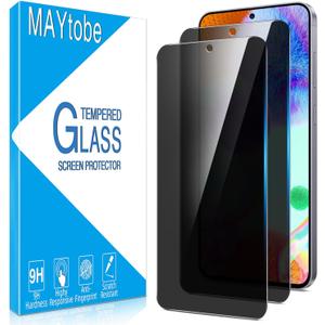 MAYtobe [2-Pack Privacy Screen Protector for Samsung Galaxy S25 FE Tempered Glass, Support Fingerprint Unlocking, Anti Spy, No Bubbles, Anti Scratch, Easy to Install