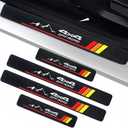 4Pcs Tri-Color Car Door Sill Protectors Fiber Leather Retro Stripe Front Rear Door Edge Guard Stickers Compatible with Toyota Tacoma 4Runner Tundra Rav4 Highlander 4x4 Offroad Accessories (Roy 4X4)