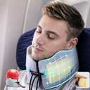 Travel Neck Pillow for Airplane: Neck Brace-Like Support 360 Chin Lock for Men in Middle Seat Sleep - Zero Head Slumping into Strangers - 8-Hour Upright Sleeping Without Neck Pain
