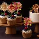 40Pcs Foil Firework Cupcake Toppers, Sparkle Tinsel Flower Drink Stirrers, Gold Sparkle Cake Decorations, Cocktail Food Fruit Toothpicks for Christmas Party Birthday Wedding Graduation Supplies