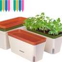 VIVOSUN Self-Watering Planters, 4-Pack 10.5 Inch Compact Rectangular Window Herb Planter Box with 10 PCS Plant Labels, Plant Container for Basil, Flowers, Succulents, Indoor & Outdoor
