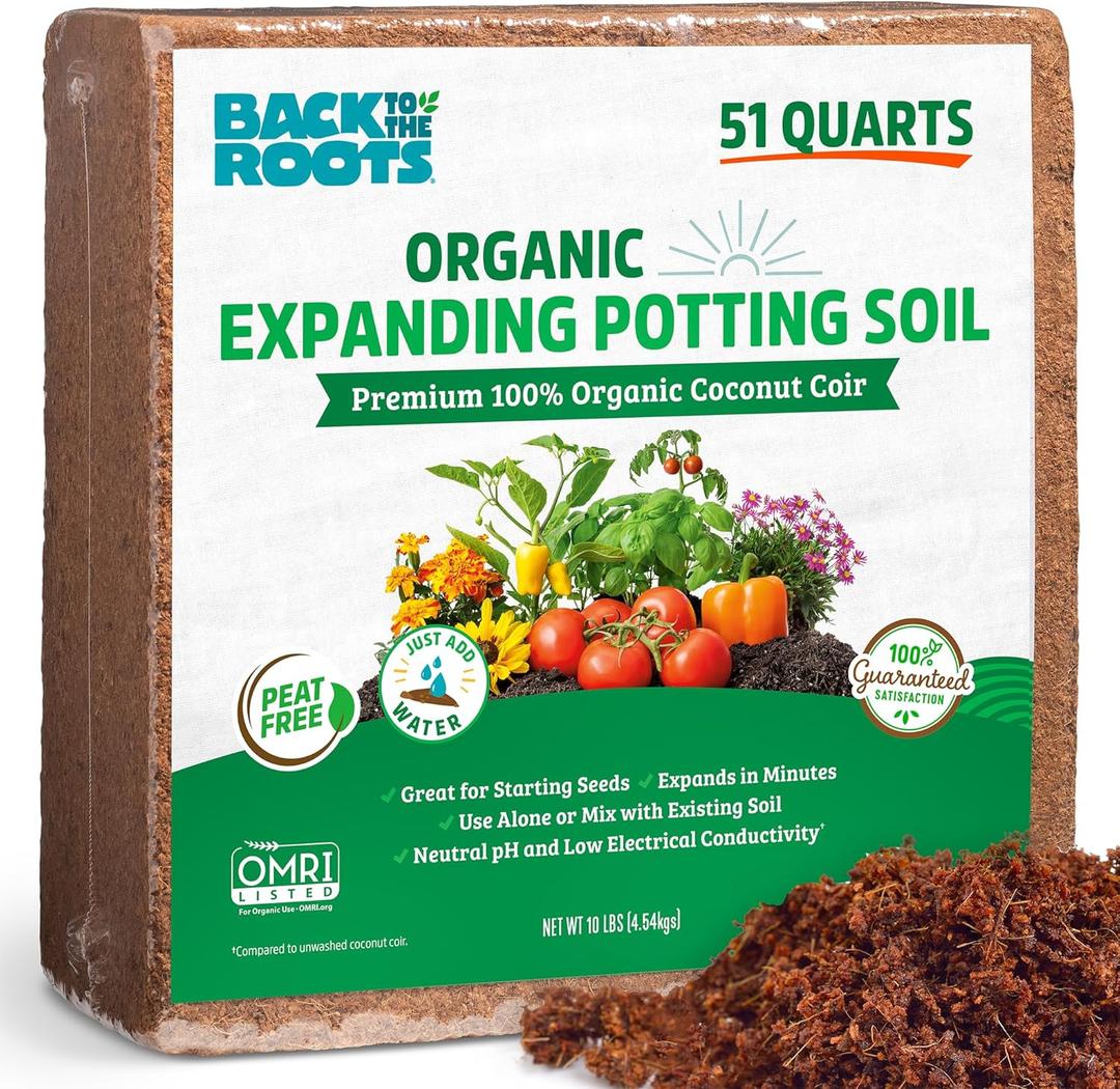Back to The Roots Organic Coir, 51 Quart Expanding Soil, Great for Seeds and Potting (EXP 08/20/26)