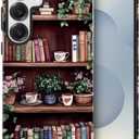 Case for Samsung Galaxy S25,Vintage Bookshelf Floral Case Glossy Slim Silicone Shockproof Cover for Girls Women