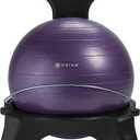 Gaiam Classic Balance Ball Chair  Ergonomic Stability Chair for Desk & Office | Yoga Ball Seat with Base, Air Pump, & Exercise Guide | Improves Posture & Core Strength (300 lb Capacity) (Purple)