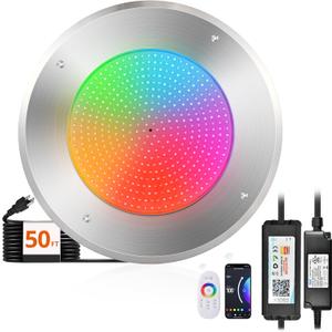 LEDIARY Pool LED Lights for Inground Pool, 120V 54W Underwater Swimming Pool Lights with 50FT Cord, RGB Multicolor, IP68 Waterproof Pool Underwater Light for 10" Wet Niches (Transformer Included) (RGB (Red, Green, Blue))