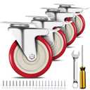 5 Inch Heavy Duty Caster Set of 4, Swivel Plate Castor Wheels with Dual Locking Brakes, Silent Polyurethane (PU) Wheels, 360 Rotation, 2800lbs Load Capacity