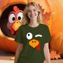 Womens Thanksgiving Turkey Shirts Fall Thanksgiving Shirt Turkey Day T-Shirt (Green, L)