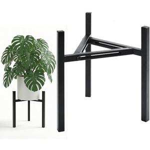 Adjustable Plant Stand Indoor Outdoor, Heavy Duty Metal Modern Plant Holder for 8-12 Inch Pots, Stable Corner Flower Pot Stand Black (Pot & Plant Not Included) (Back-2PCS)