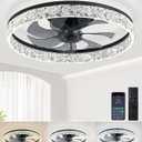 Ceiling Fans with Lights and Remote, 19.7" Low Profile Ceiling Fan with Light, 3000-6500K DimmableStepless Color Temperature Change and 6 Speeds for Bedroom, Kids Room and Living Room (Black)