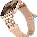 Girovo Metal Magnetic Band Compatible with Apple Watch Bands Women 41/40/38/49/46/45/44/42mm, Dressy Designer Stainless Steel Chain Mesh Loop Strap for iWatch Series 11 10 9 8 7 6 5 4 SE/Ultra 3 2 1