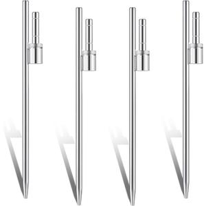 Pelopy Feather Flag Ground Spike Ground Stake Flag Base Heavy Duty Flag Pole Holder for Ground Outdoor Banner Stakes Fits Poles with 0.65 Inch Inner Diameter, Stake Only(20 Inch, 4 Pcs)