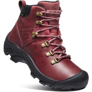 KEEN Women's Pyrenees Mid Height Waterproof Hiking Boots (7, Tibetan Red/Black)