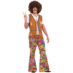 fun shack Men's Hippie Flared Pants, 70s Bell Bottom Costume, Polyester, Medium, Large, XL