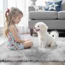 8x10 Area Rugs for Living Room Bedroom, Large Area Rug Shag Shaggy Carpet Soft Plush Furry Bedside Rug, Rugs for Home Decor (Light Grey Tie-Dyed, 8x10 Feet)
