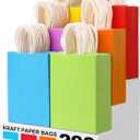 XPCARE 200Pcs Paper Gift Bags, 6.3"x3.15"x8.66" Kraft Paper Party Favor Bags Bulk Rainbow Goodie Bags Small Gift Bags with Handles for Kids Birthday Baby Shower Crafts Wedding Supplies (6 Colors)