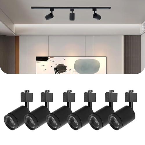 be studied 10W LED Black Track Lighting Heads,J Type Track Lighting Rail Ceiling Spotlight for Accent Task Wall Art Exhibition Lighting, and Wall Art Display Illumination 3000K-5700K, CRI90+ (6-Pack