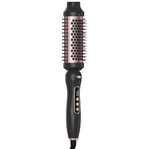 Thermal Brush, 1.7 inch Heated Round Brush with Detachable Head, Velvet Pouch and Dual Voltage for Travel, Easy to Create Blowout Look (Silver) (Black)