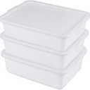 3-Pack 13 L Plastic Commercial Bus Tub with Lid, Restaurant Dish Tub, White