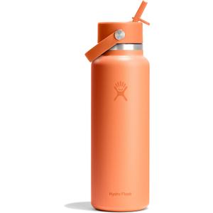 Hydro Flask Water Bottle - Insulated Stainless Steel - Wide Mouth Flex Straw Lid, Non Spill, Leakproof and Refillable in 40 Oz Nectar Orange