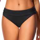 Zmart Women Full Coverage Ruched Bikini Bottoms Tummy Control Swim Bottoms Scrunch Ruffle Bathing Suit Bottom (Medium, Black)