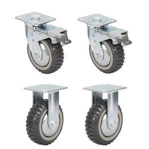 uyoyous 6 inch Caster Wheels 4 Pack Heavy Duty Swivel Caster Load 1653 lbs Plate Wheels with 360 Rotation Top Plate (2 with Brakes& 2 Without) for Workbench Cart Furniture