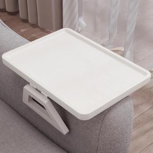 Couch Arm Tray,Bamboo Folding Sofa Tray,Sofa Armrest Trays Clip-On Couch Desk for Drinks,Snacks,Phone,Remote ControlWhite