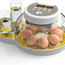 8/12Egg Incubator for Hatching Eggs with Humidity Display, Automatic Egg Turner and Egg Candle Tester, for Chickens Ducks Quails Egg -Yellow