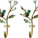 Vintage Bird Shaped Decorative Wall Hooks Rack Hangers for Hanging Clothes Coats Towels Keys Hats, 2 Pack Antique Metal Mounted Wall Hook