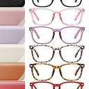 CCVOO 6 Pack Blue Light Blocking Reading Glasses, Anti Headache/ Glare/ Eye Strain Readers Computer Eyeglasses Women/ Men (6 Pack Mix with Case，1.75)