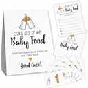 Guess The Baby Food Party Game, Poppin' Bottle Theme Baby Shower Game Kit, 1 Standing Sign, 20 Answer Cards & 6 Number Cards, Milk Bottle Baby Shower Decorations Party Favor And Supplies-SWLK-B10