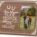 SRADMO Horse Pet Memorial Picture Frame,You Left Your Hoof Prints Forever on My Heart 108 inch Rustic Wooden Tabletop Photo Frame,Sympathy Gifts for Loss Of Horse,Passed Away Horse Memorial Gifts