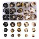 110-Piece Resin Sewing Buttons Set, 4-Hole Round Buttons, 15mm/20mm/25mm, 5 Colors for Blazers and Coats Brown/Black