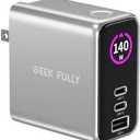 140W MAX USB C Charger | 3-Port Fast Charging Station (2xUSB-C PD3.1 + USB-A QC3.0) | Intuitive Touch Controls, for for MacBook, iPhone 17/16 Series, Samsung Galaxy, Pixel and More