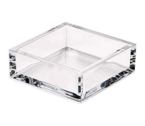 Rebecca Luxurious Cocktail Acrylic Napkin Holder for Table, Kitchen or Luncheon, Bar Napkin Holder, Clear Modern Acrylic Square Tray, Versatile Snack, Party, Food, and Accessory Organizer, 6"x6"