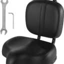 Bike Seat with Backrest, Extra Wide Bicycle Seat with Back Support, Extra-Large Bicycle Seat with Padded PU Cushion Saddle Fit for Tricycle Mountain E-Bike, Includes Installation Tools (Black)