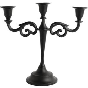 Rely+ 3 Arm Candelabra - 10 Inch Tall Matte Black Tapered Candle Holder - Elegant Candle Stands and Candlesticks Holders for Home Decor - Fits 3/4-Inch-Thick Candles