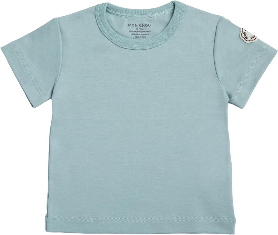 Mon Chou Premium Short Sleeve Shirt - Ultra Soft, 100% Pima Cotton Crew Neck Baby T Shirts - Organic Cotton Baby Clothes (Green)б 12-18M