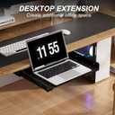 Under Desk Laptop Drawer, 22.8'' Wide Pull-Out Tray Metal Perforated Bottom for Heat Dissipation, Sliding Track, Under-Desktop Storage for Laptop & Accessories