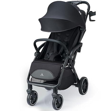 Compact Travel Stroller, Self-Folding Lightweight Stroller with Oversized Canopy, Adjustable Backrest, Newborn Pushchair for Toddler 0-36
