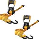 DEWALT DXBC18002 Black/Yellow 1.25" x 12' Ratchet Tie Down Straps - Light-Weight Cargo Hauling (1800 lb Break Strength), 2 Pack
