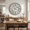 30 Inch Large Farmhouse Wall Clock, Vintage Distressed White