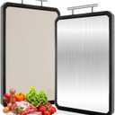 Stainless Steel Cutting Board, Double Sided Chopping Boards Cutting Board for kitchen,Stainless Steel/PP Large Cutting Board for meat,Dishwasher Safe, Non Toxic Chopping Board,15 * 11 Inch