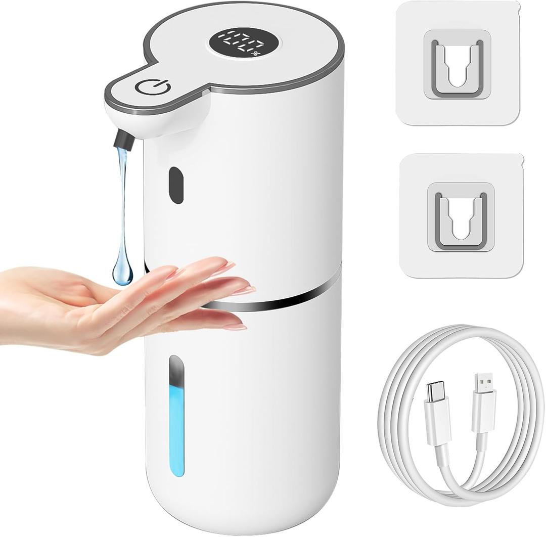 Automatic Liquid Soap Dispenser Touchless, USB Rechargeable Smart Hand Soap Dispenser, 6-Level Adjustable, 12.8oz/380mL Wall Mounted for Bathroom Kitchen Dish Soap (White)