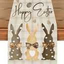 Easter Table Runner Bunny Rabbit Design for Spring Holiday Home Decor, Indoor Outdoor Party Table Decoration, 13x72 Inch