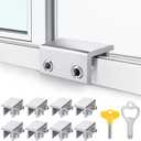 ZRFCXE Window Locks,8 Pack Sliding Window Locks with Key for Vertical & Horizontal Sliding Windows Doors,Easv to Install,Adjustable Security Window Lock for Patio Bedroom Home and Office (Silver)