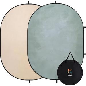 Kate Collapsible Backdrop Beige Cyan Self Tape Podcast Photo Backdrops 170, 5x6.5ft
