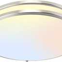 16Inch Flush Mount LED Ceiling Light Fixtures, 5CCT Adjustable 2700K 3000K 4000K 5000K 6500K, Dimmable Close to Ceiling Light for Kitchen, Bathroom, Kitchen, Bedroom, Brushed Nickel, 1 Pack