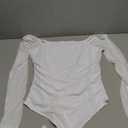 PINKMSTYLE Womens Square Neck Mesh Long Sleeve Bodysuit Shapewear Corset Tops Sexy Concert Outfits Party Shirts (Medium, White)