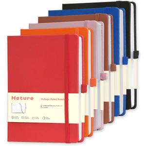 Heture Hardcover Notebooks, 6 Packs A5 Lined Journals Notebook for Writing 160 Pages, 8.2 x 5.5 inch, Classic Ruled Notebooks for College/Work/Travel (Assorted Color-6 Pack)