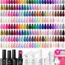 Beetles Gel Nail Polish Set,119 PCS 100 Colors Gel Polish Kit Base Glossy Matte Glitter Top Coat Neon Glitter Pearl Cat Eye White Red Pink Nude Nails Gift for Women Beetles Infinite Styles 100 Colors